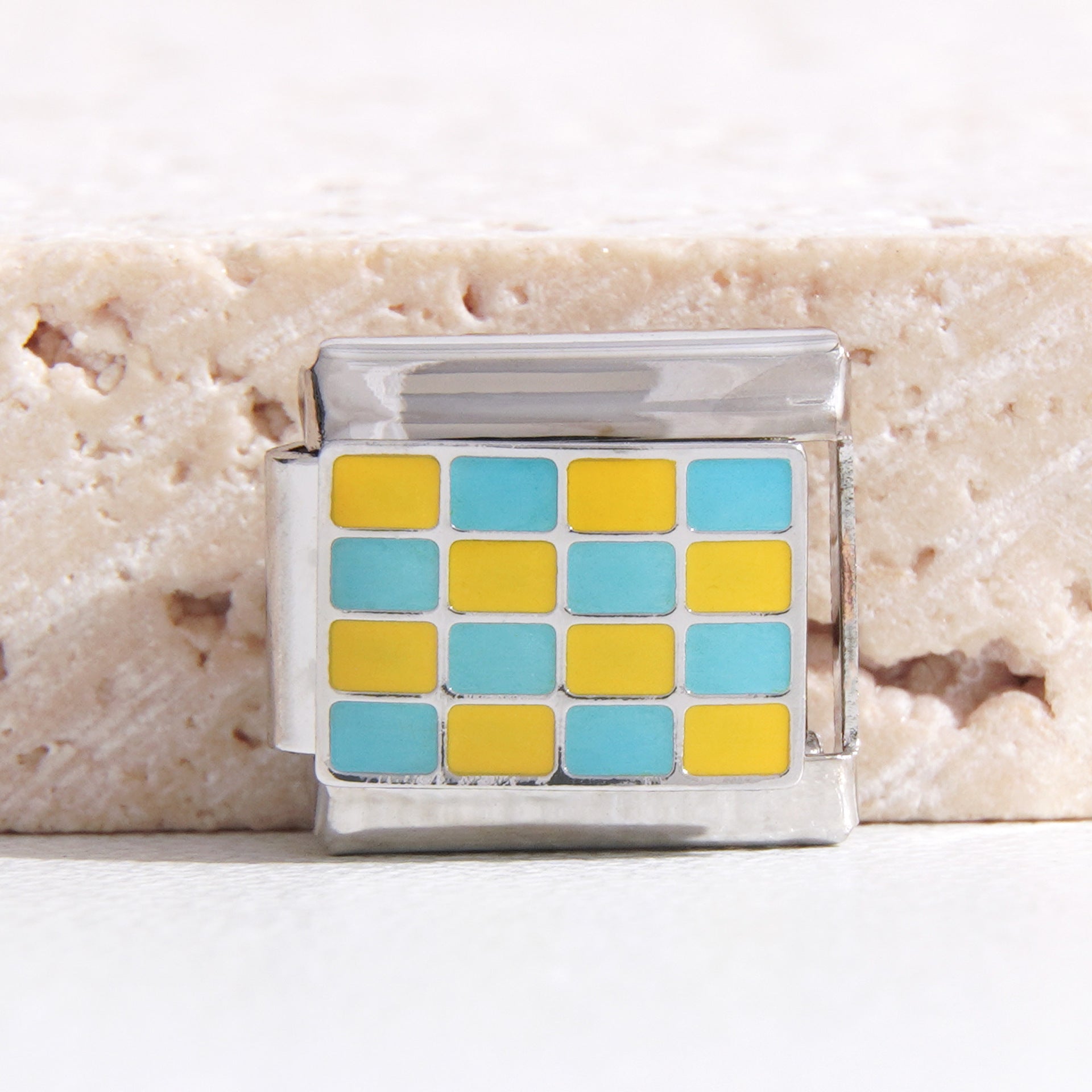 Wholesale Italian Charm Bracelet 9mm DIY Splicing Checkerboard Series Stainless Steel Composable Bracele