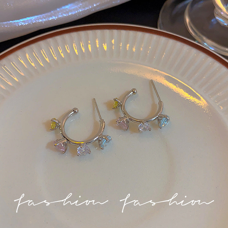 Wholesale  colored diamond earrings  inlaid zirconium earrings