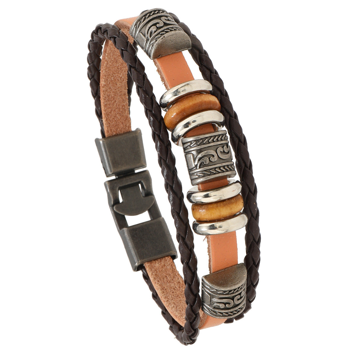 Wholesale Vintage Braided Bracelet Punk Multi-layered Beaded Bracelet for Men ACC-BT-Saih012