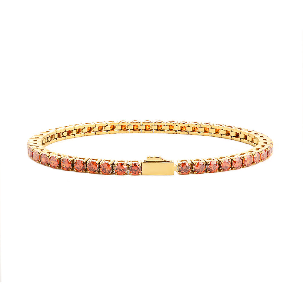 Wholesale Euro-American Hip-Hop Style Stainless Steel Cuban Chain with Red Zircon