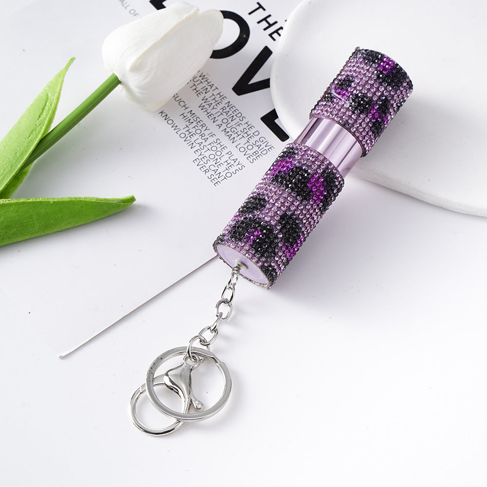 Wholesale Colorful Rhinestone Leopard Print Perfume Bottle Portable Keychains ACC-KC-ZhiYa049