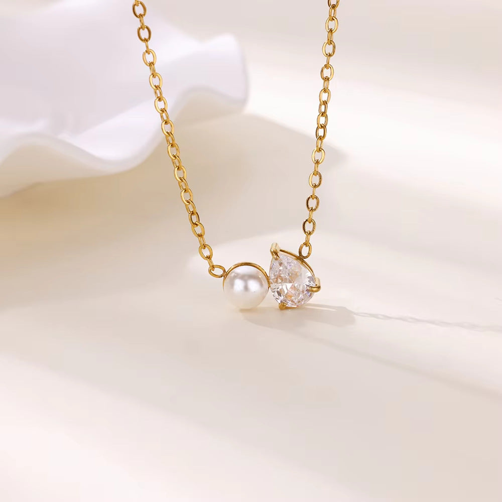 Wholesale Stainless steel man-made pearl December necklace