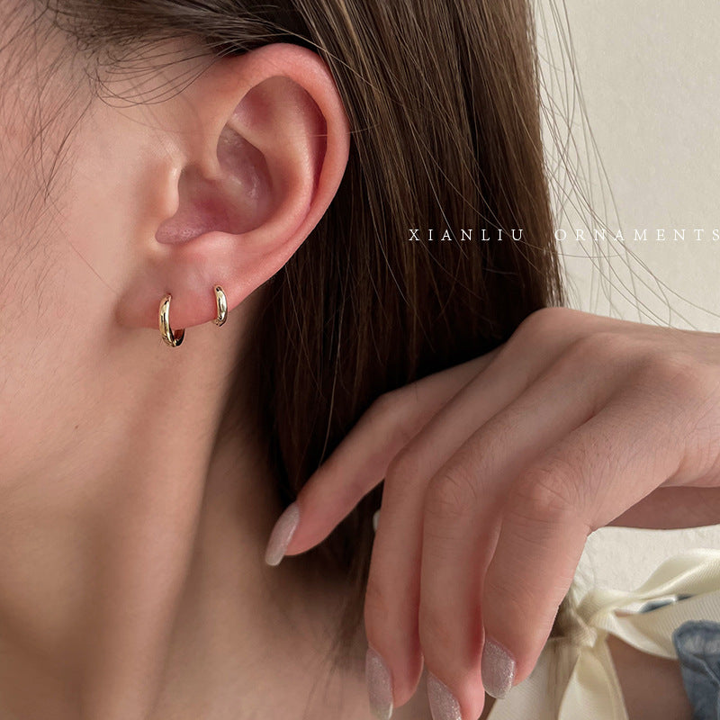 Wholesale Retro Minimalist Circle Hoop Earrings Stylish Fashion Jewelry Accessory Gift for Women