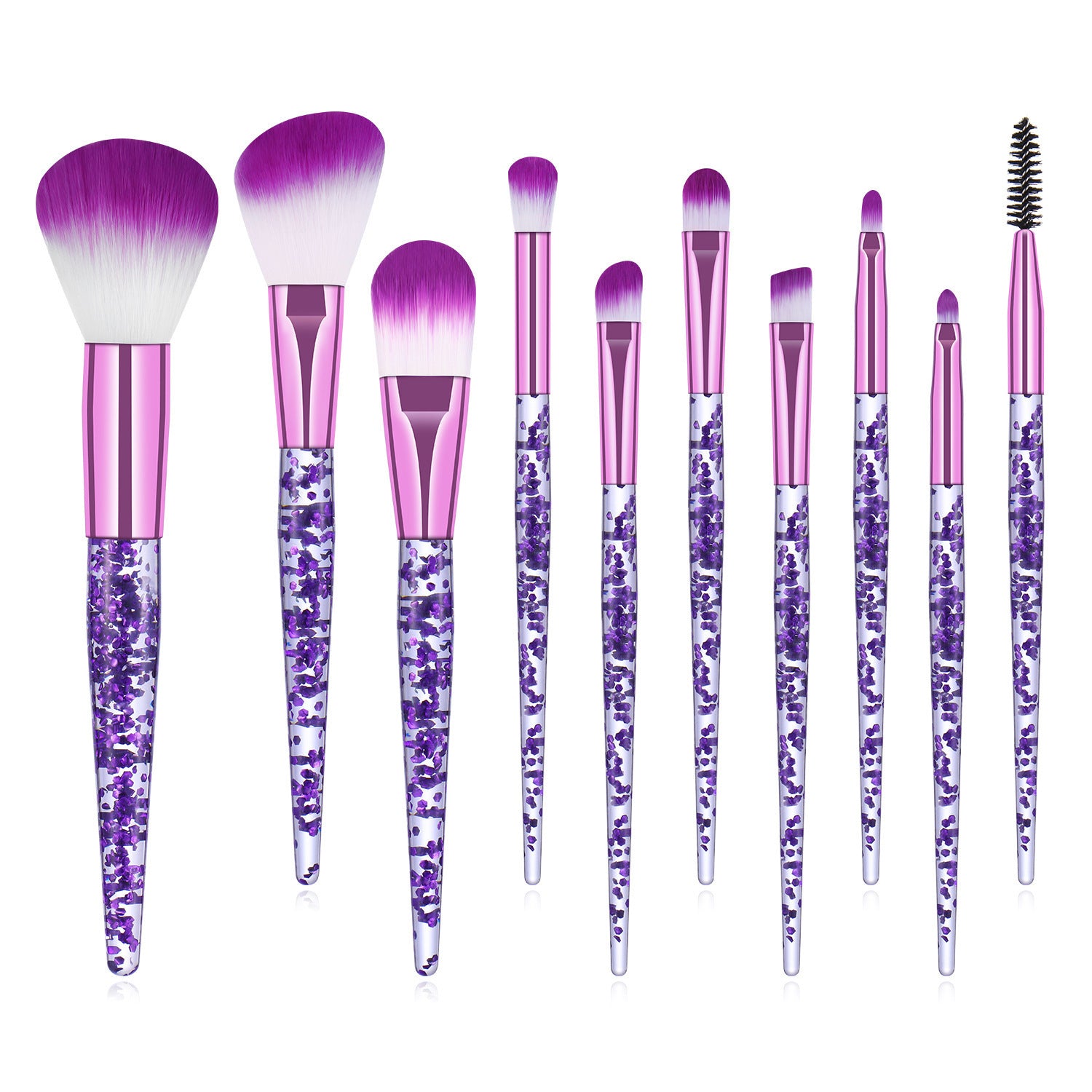 Wholesale Crystal Handle 10pcs/Set Makeup Brush Unicorn Scallion Powder Acrylic Makeup Brush