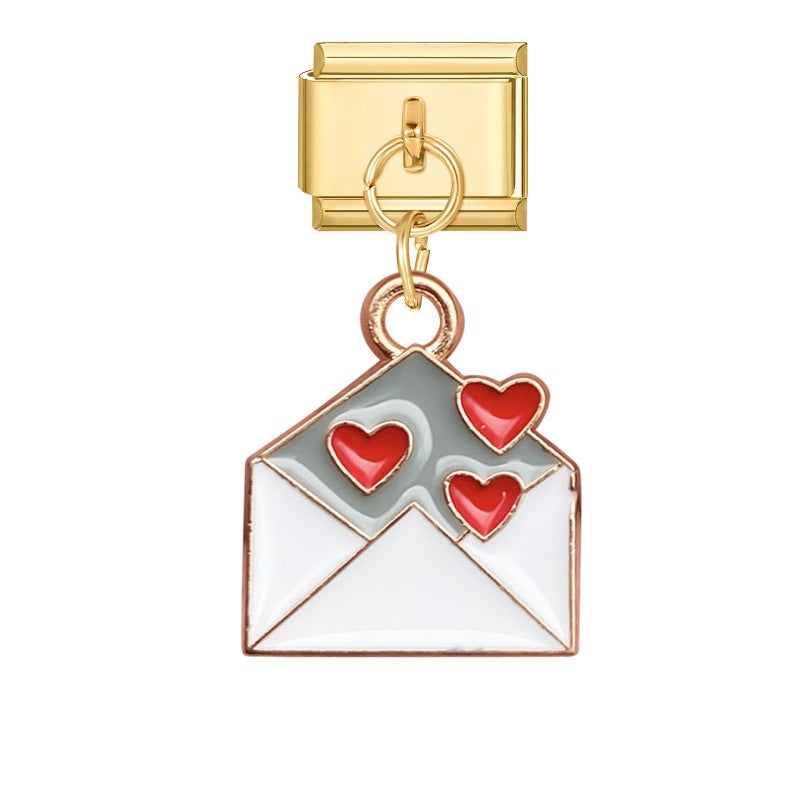 Wholesale Italian modular heart flower DIY bracelet pendant accessories