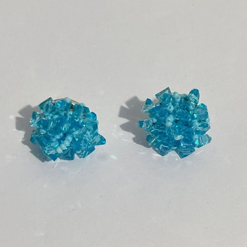 Wholesale Beaded Blue Hydrangea Earrings