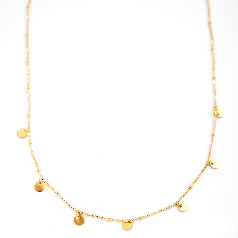 Wholesale Titanium Steel Oil Dropping Oval Pendant Multi-Layer Necklace