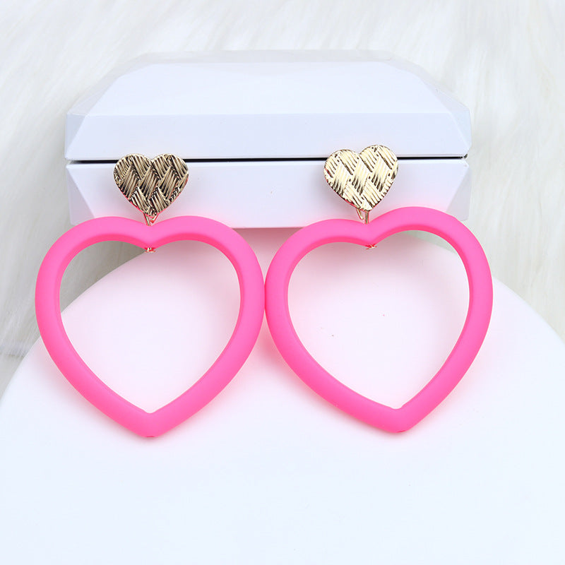 Wholesale Valentine's Day Love Hollow Spray Paint Acrylic Earrings