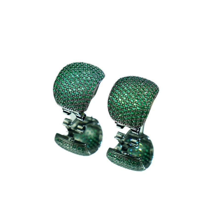 Wholesale light luxury vintage green zircon earrings