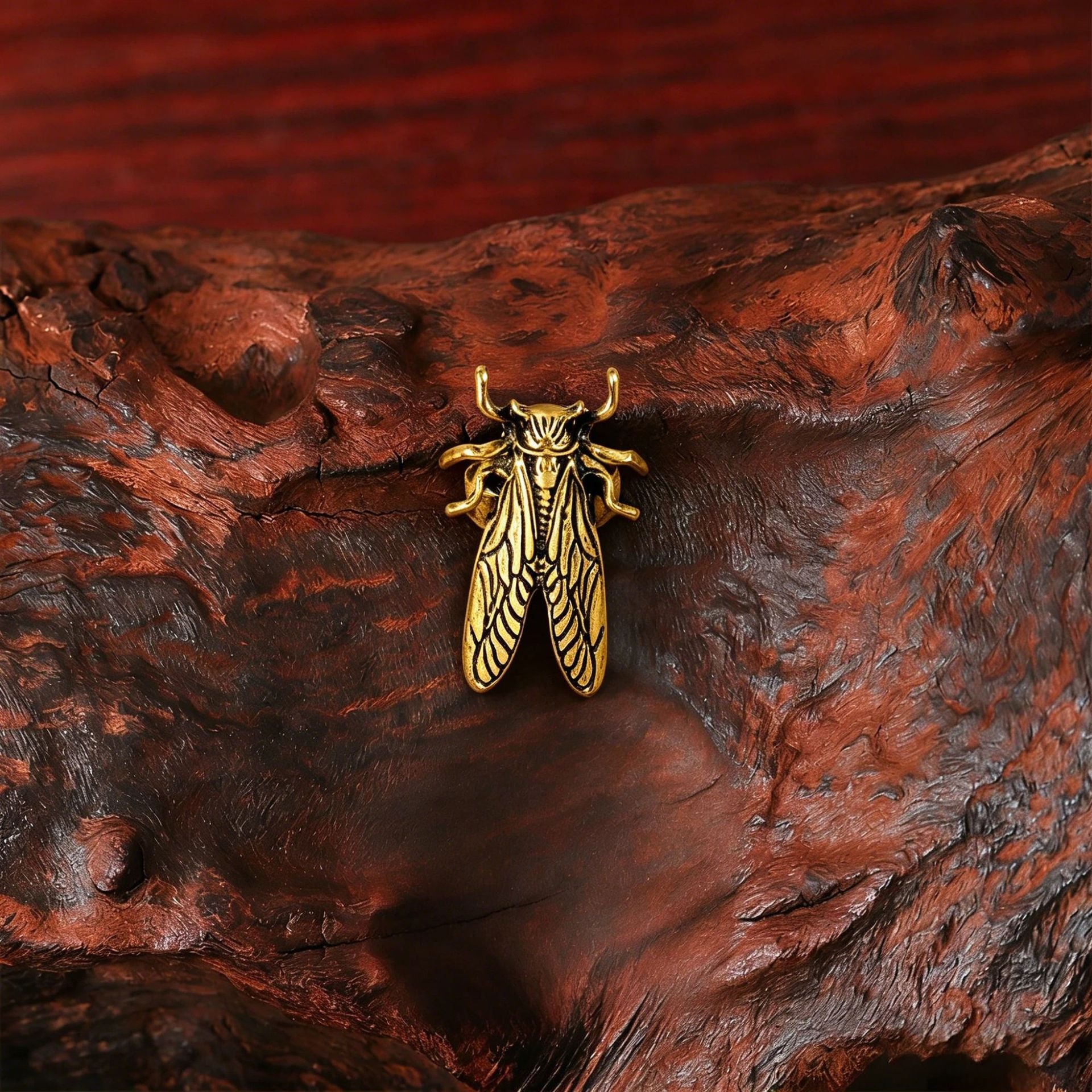 Wholesale Antique Gold Zinc Alloy Insect Cicada Ring Open Adjustable Band Trendy Casual Jewelry For Women Everyday Wear Gift