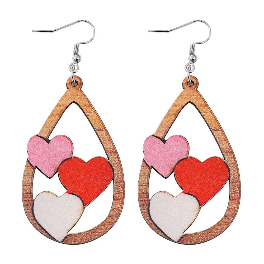 Wholesale  Valentine's Day Plaid Leopard Print Wave Dot Love Earrings