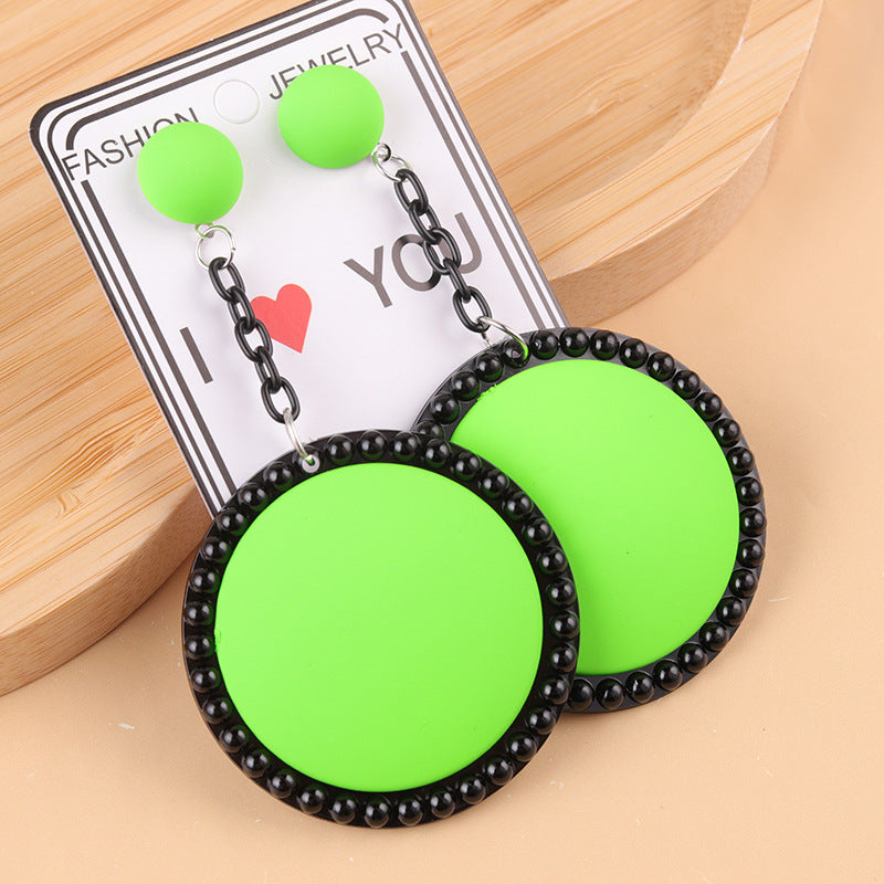 Wholesale Color Three-dimensional Large Round Acrylic Earrings