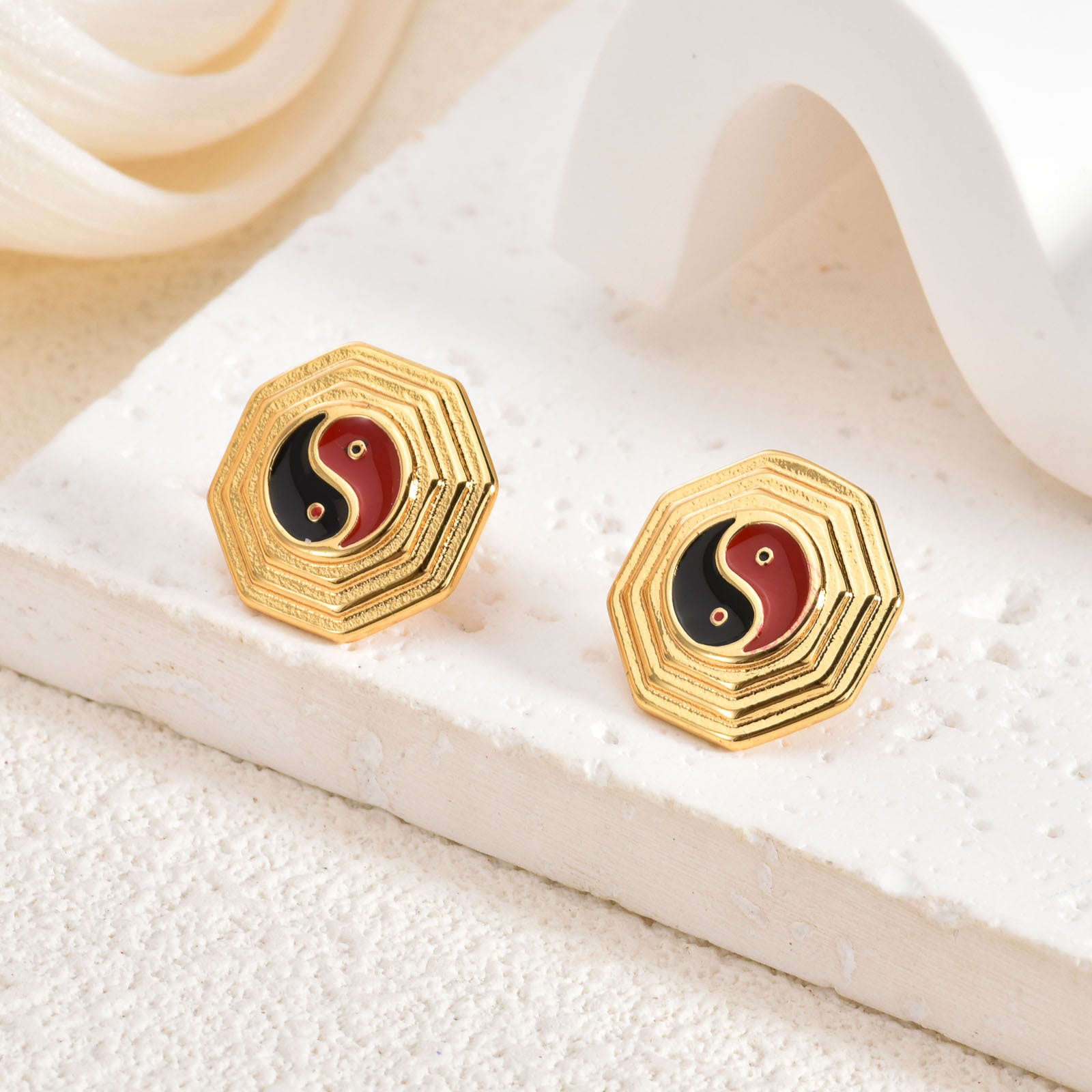 Wholesale Stainless steel cross cat eye earrings