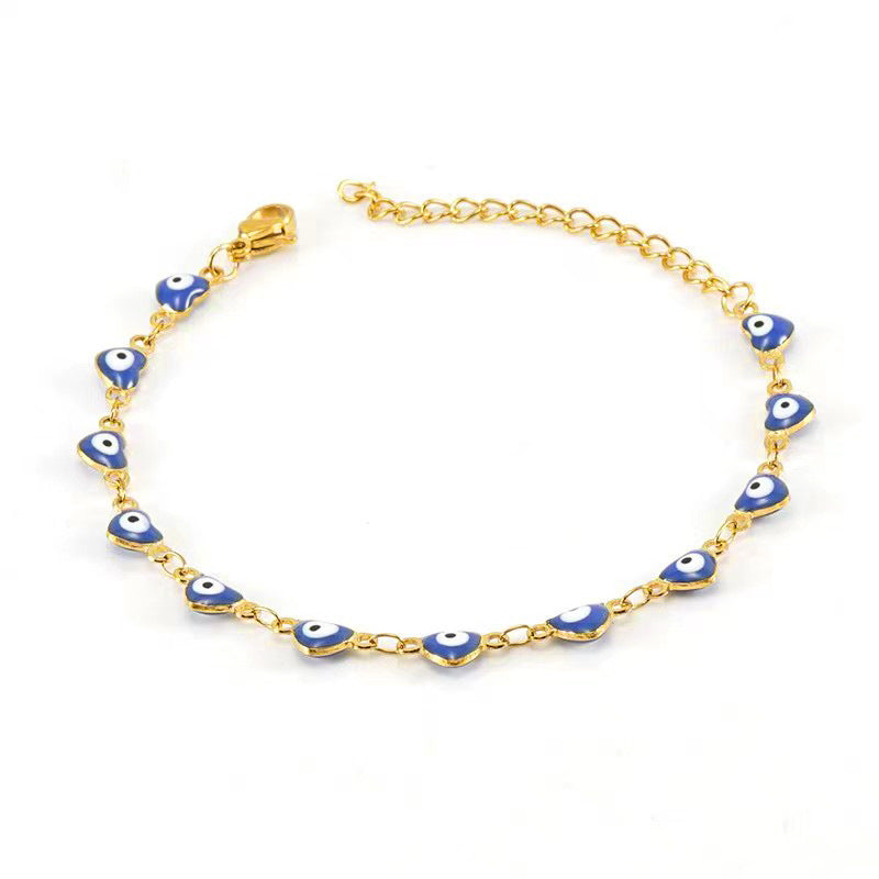Wholesale 18K Titanium Steel Evil Eye Stainless Steel Heart Bracelet Necklaces ACC-BT-Zhongy004