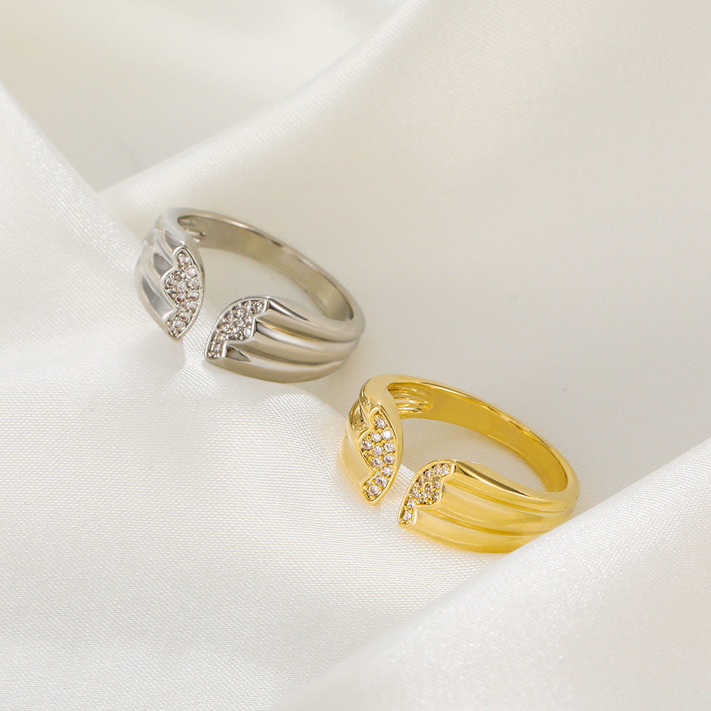Wholesale  butterfly ring  inlaid zircon geometric open index  ring