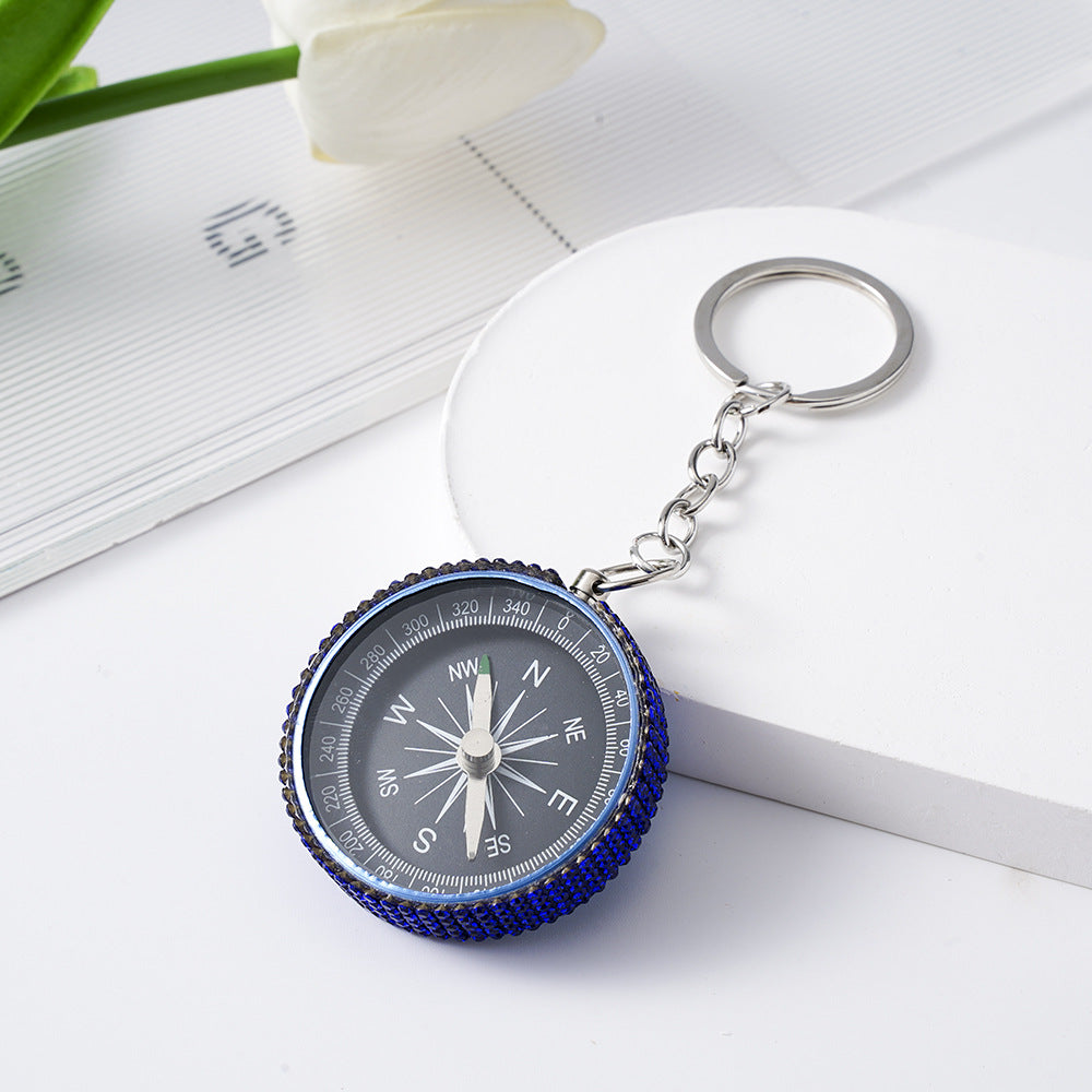 Wholesale Rhinestone Outdoor Mini Aluminum Alloy Compass Keychain Keychains Accessories ACC-KC-ZhiYa011