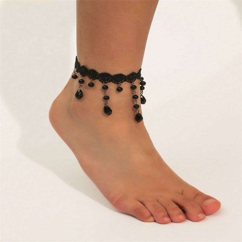 Wholesale  Bohemian Lace Tassel Water Drop Anklet