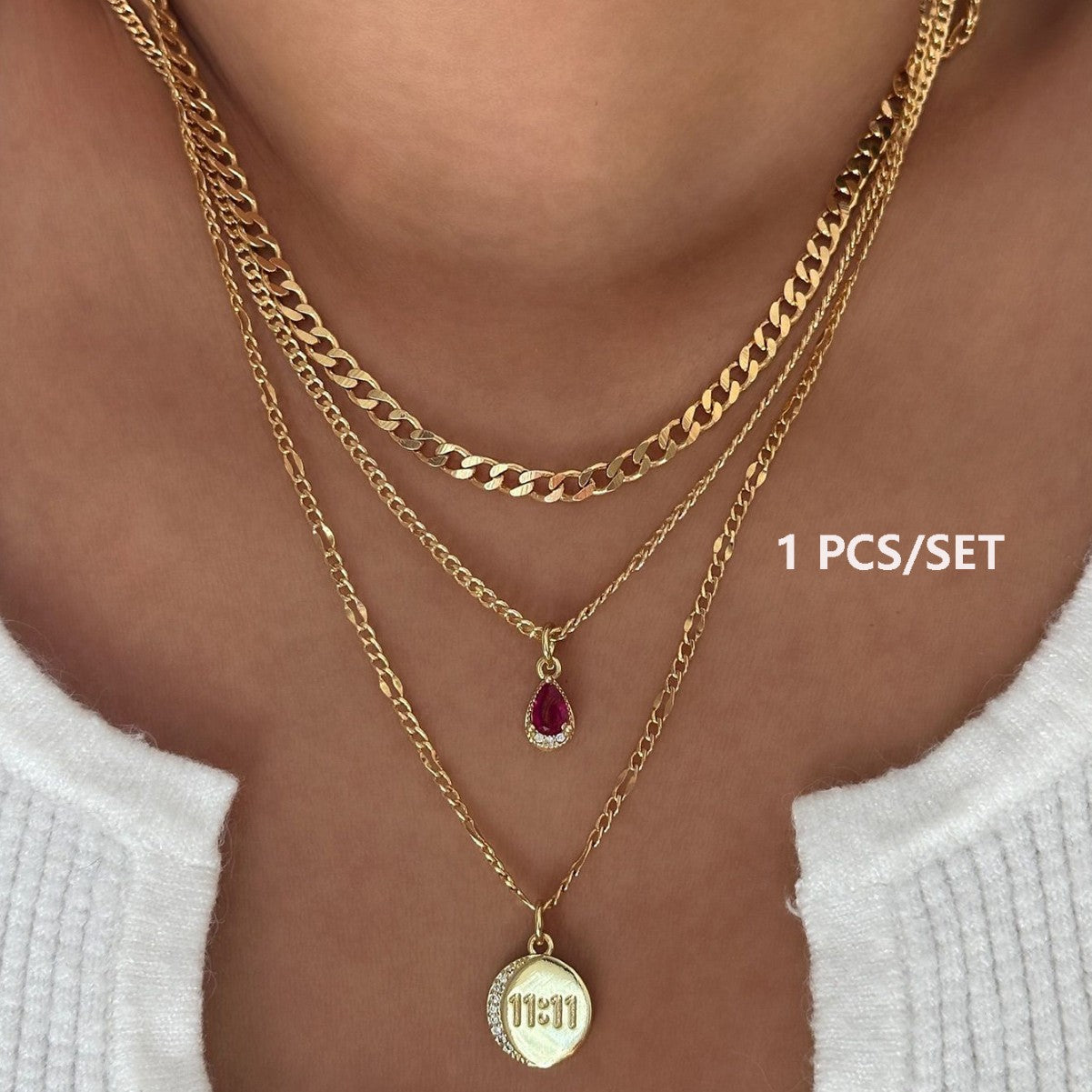 Wholesale Gold Multi-Layer Drop Necklace Stylish Geometric Pendant Jewelry for Boutique Resale
