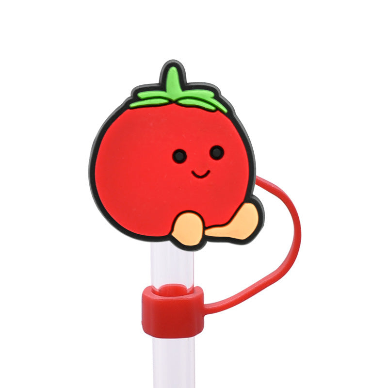 Wholesale Random 100pcs Fruit Series 8/10mm PVC Soft Straw Tube Cap