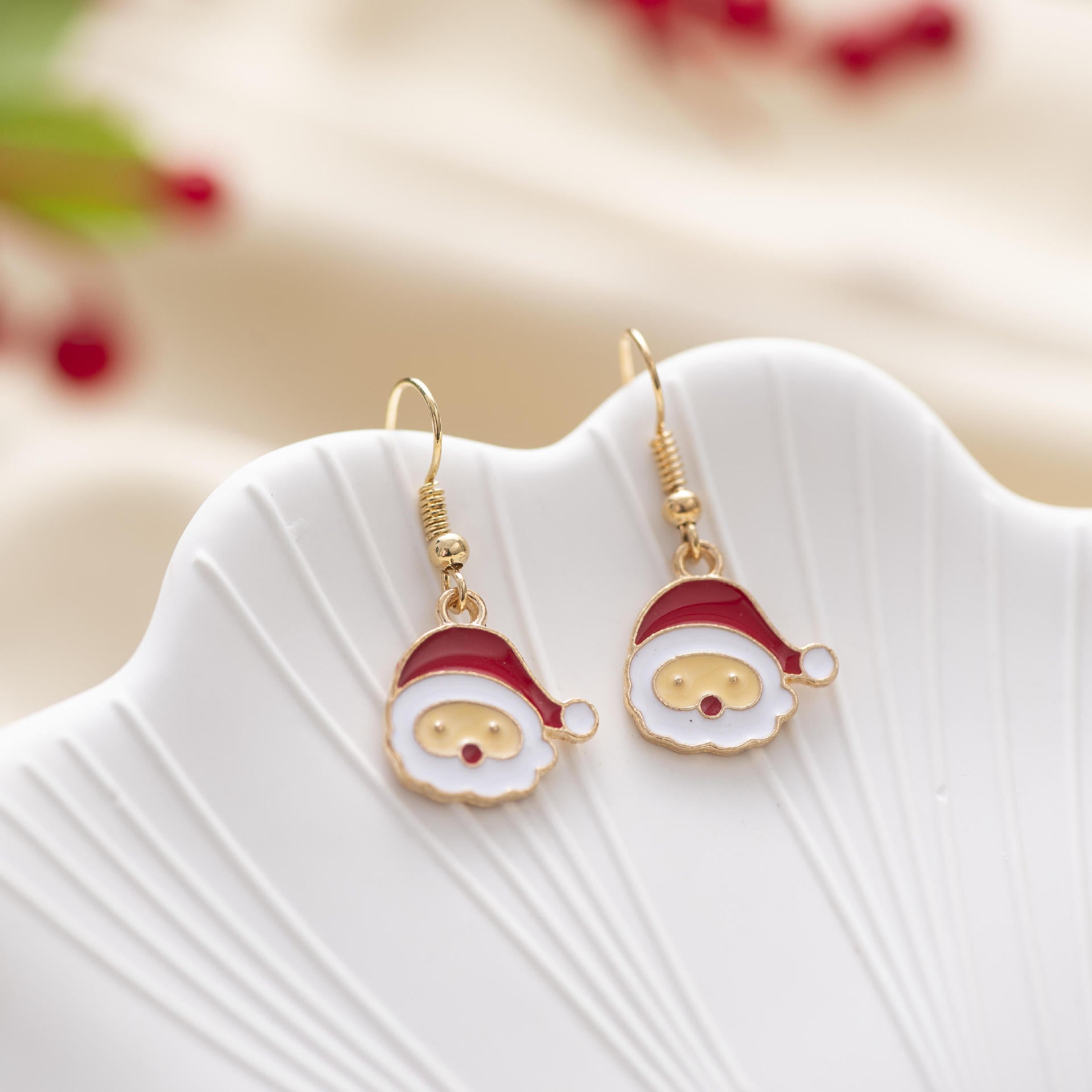 Wholesale Christmas Earrings Green and Red Oil Drop Earrings Elk Santa Claus Earrings ACC-ES-Zhey005