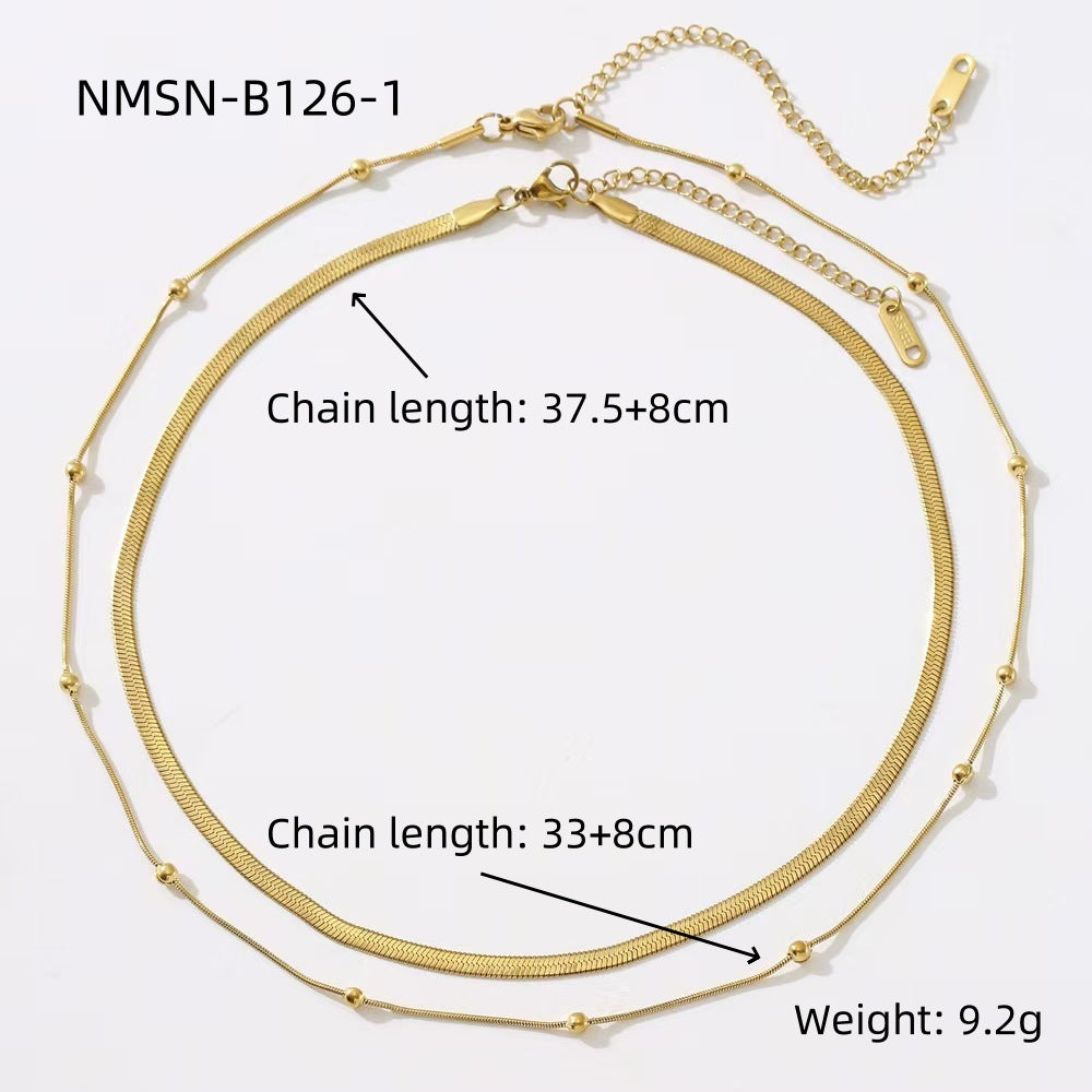 Wholesale Stainless steel double-layered necklace plated with 18K gold