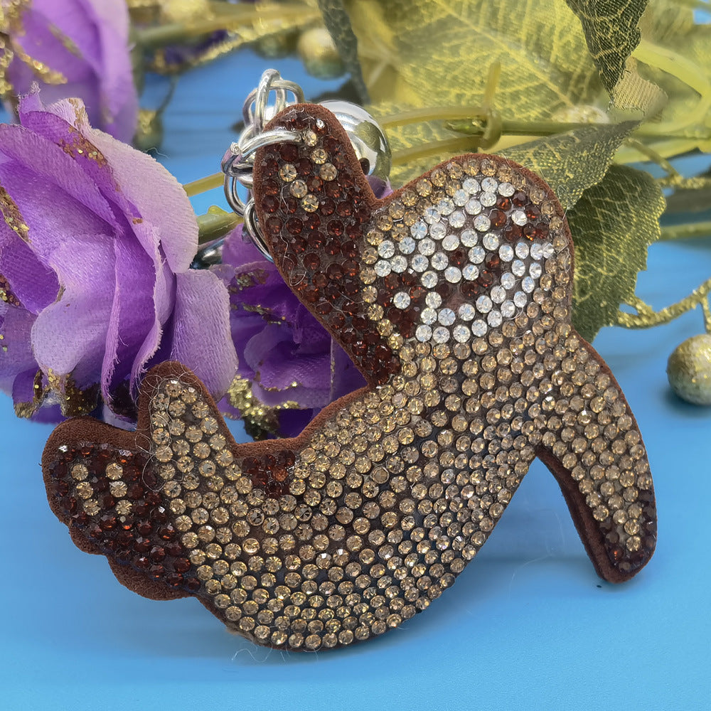 Wholesale creative cartoon  sloth diamond-embedded keychain