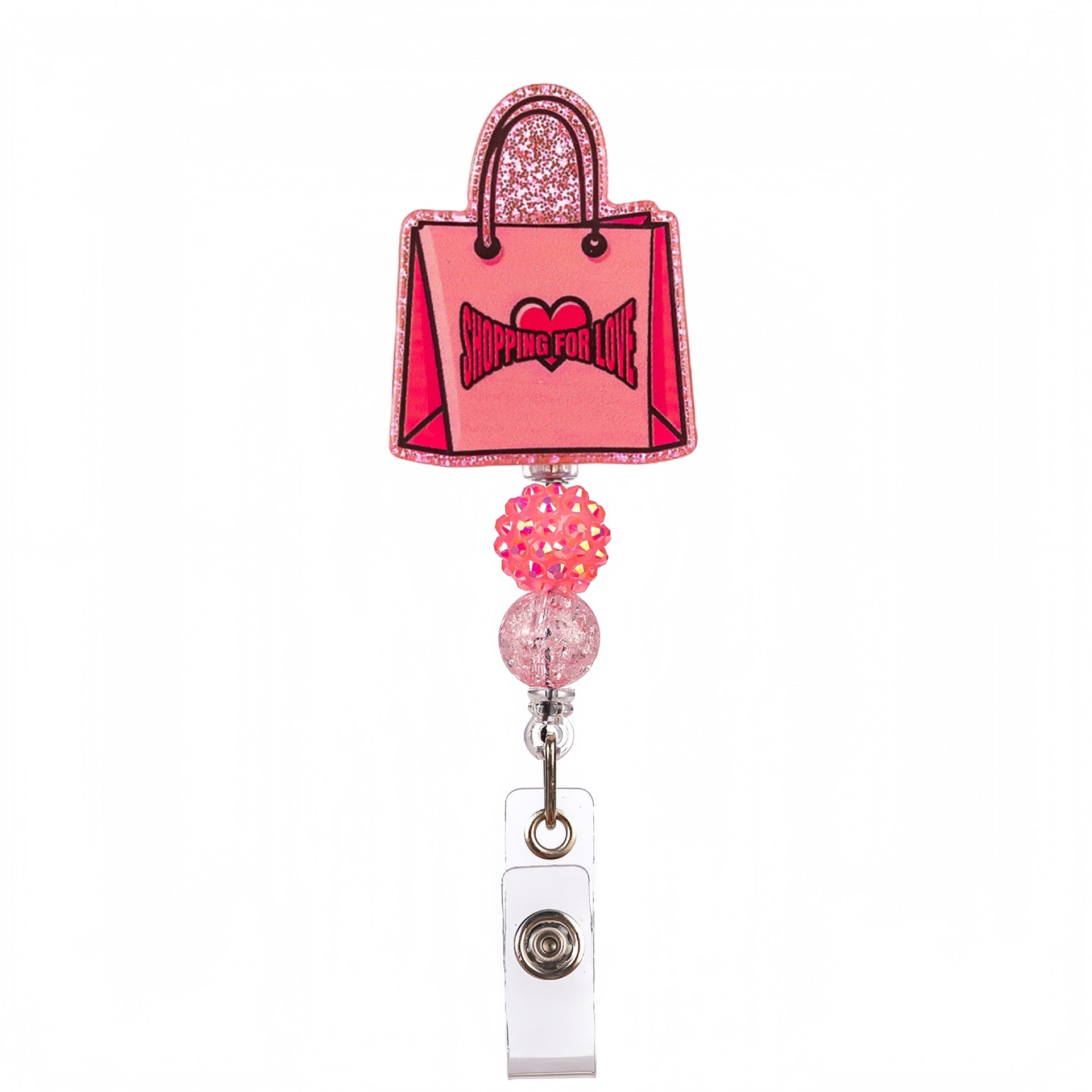 Wholesale Acrylic Glitter Medical Beaded Diamond Ball Bow Badge Reels Keychains