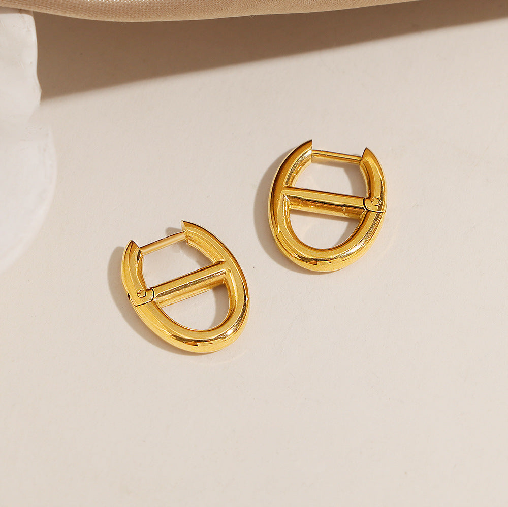 Wholesale Polished Titanium Steel U-Shaped  Pig Nose Stud Earrings