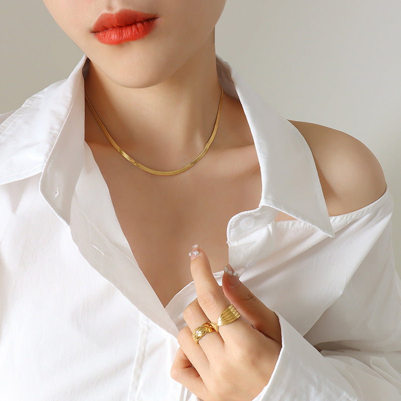 Wholesale Titanium Steel Electroplated Snake Bone Chain Necklace Bracelet Jewelry Set Modern Niche Design for Women