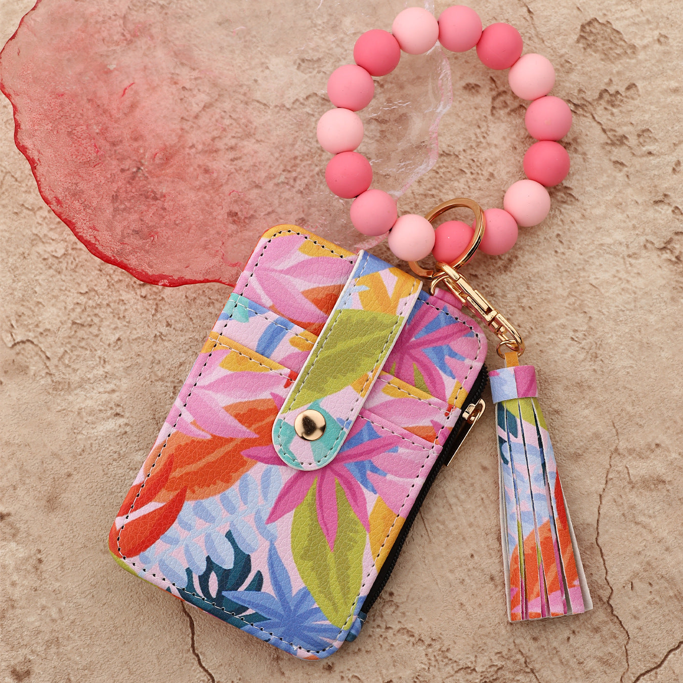 Wholesale PU leather printed card holder and keychain