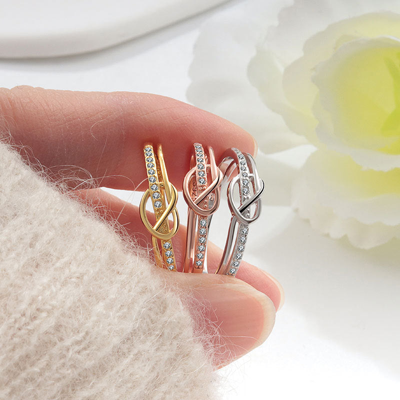Wholesale Trendy Double Knot Ring For Women S925 Silver Plated Minimalist Fashion Jewelry