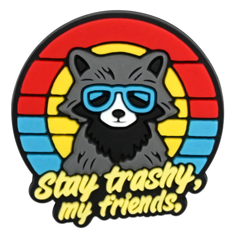 Wholesale Random 100pcs Cartoon raccoon-shaped  PVC Soft Rubber Shoe Buckle Decoration