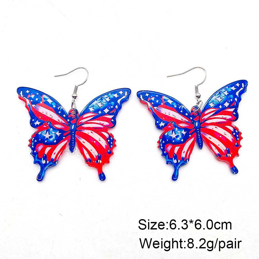Wholesale Colorful 3D Butterfly Independence Day Acrylic Earrings ACC-ES-PengDao001