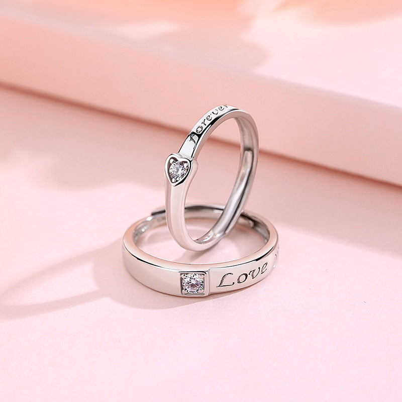 Wholesale Valentine's Day 925 Sterling Silver Pair of Love Pledge Opening Ring