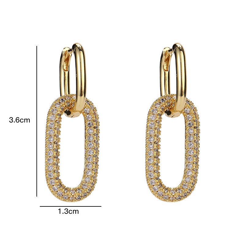 Wholesale Copper Electroplated Retro Zirconia Ear Cuff Geometric Design Women S Fashion Accessory