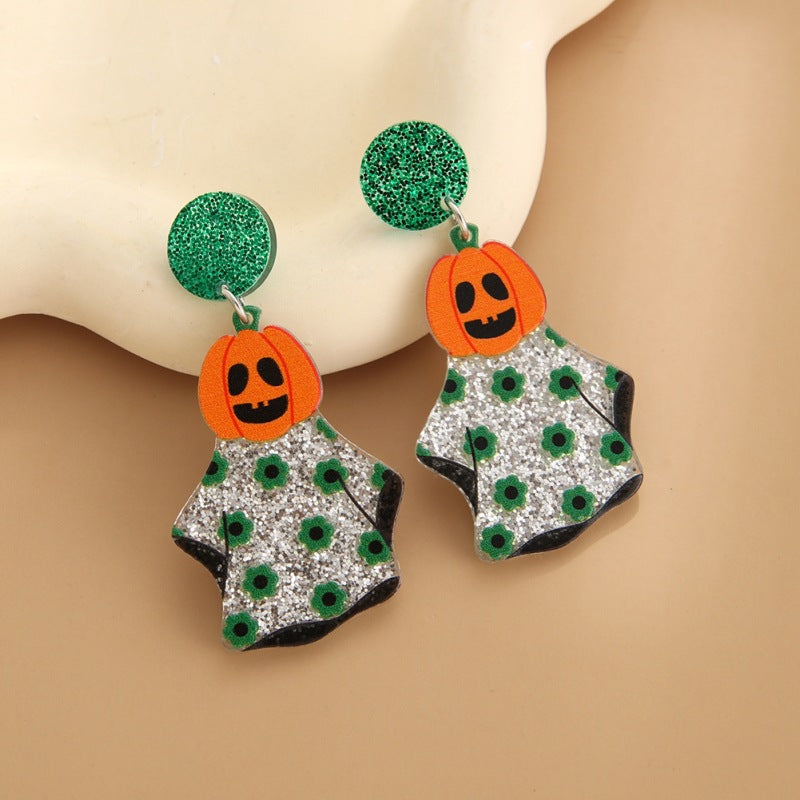 Wholesale Halloween Acrylic Earrings Cartoon Pumpkin Ghost Earrings ACC-ES-YuanQin005