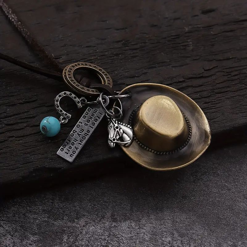 Wholesale Western Cowboy Hat Leather Necklace