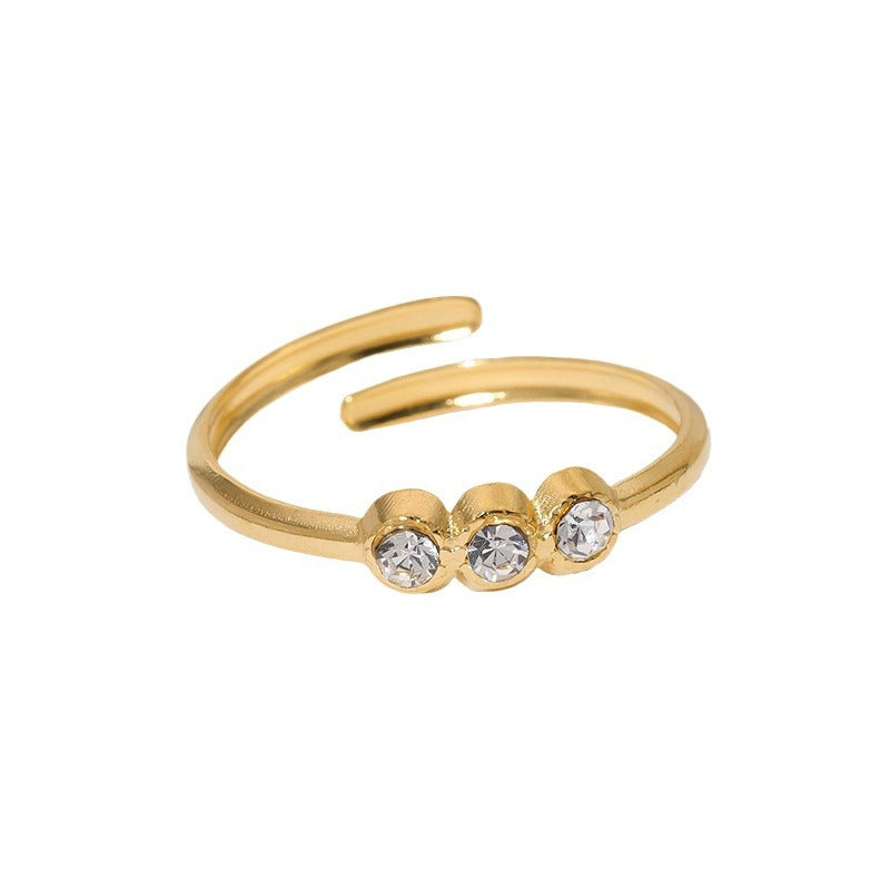 Wholesale 18K Gold Plated Stainless Steel Ring With Sparkling Crystal Minimalist Chic Band For Everyday Wear And Gift Fashion Jewelry Accessory