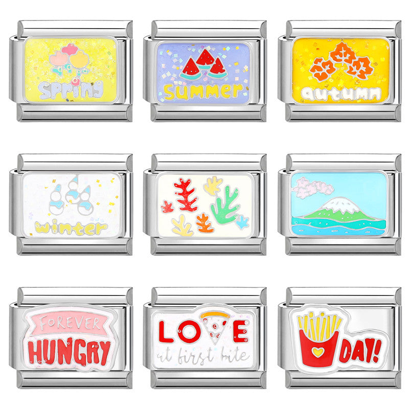 Pulsera de encanto italiano al por mayor de 9 mm Diy Suplicamiento Lindo pulsador creativo de acero Titanio Compuesta de acero Pulsera