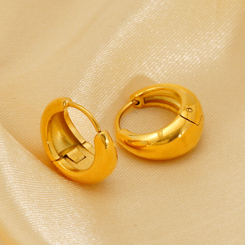 Wholesale retro  gold-plated simple circle stainless steel  earrings