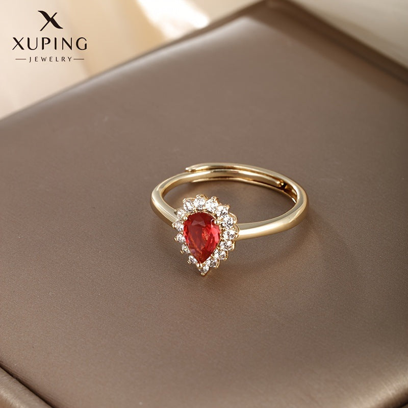 Wholesale Alloy Electroplated Ring with Drop-Shaped Gemstone,  Fashion Jewelry Accessory for Women
