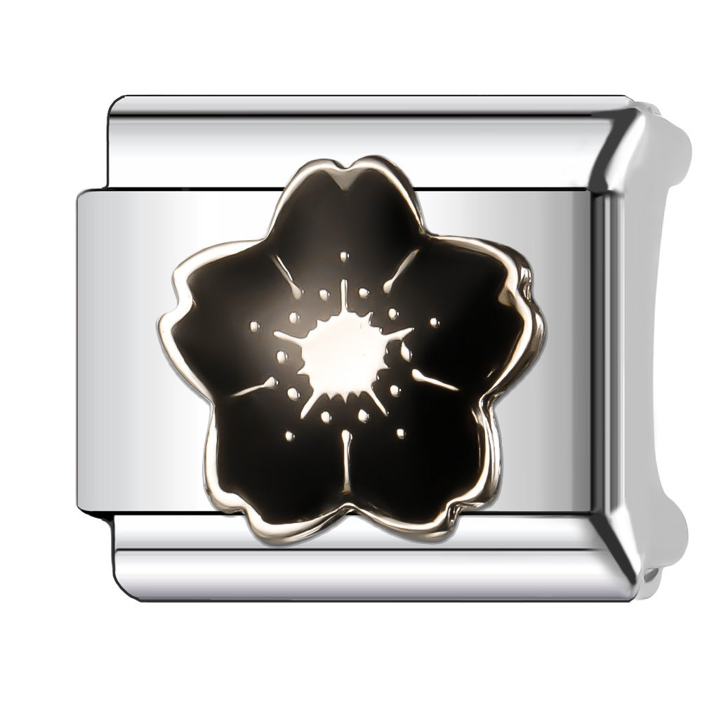 Wholesale Italian Charm Bracelet 9mm DIY Splicing Creative Flower Stainless Steel Composable Bracelet