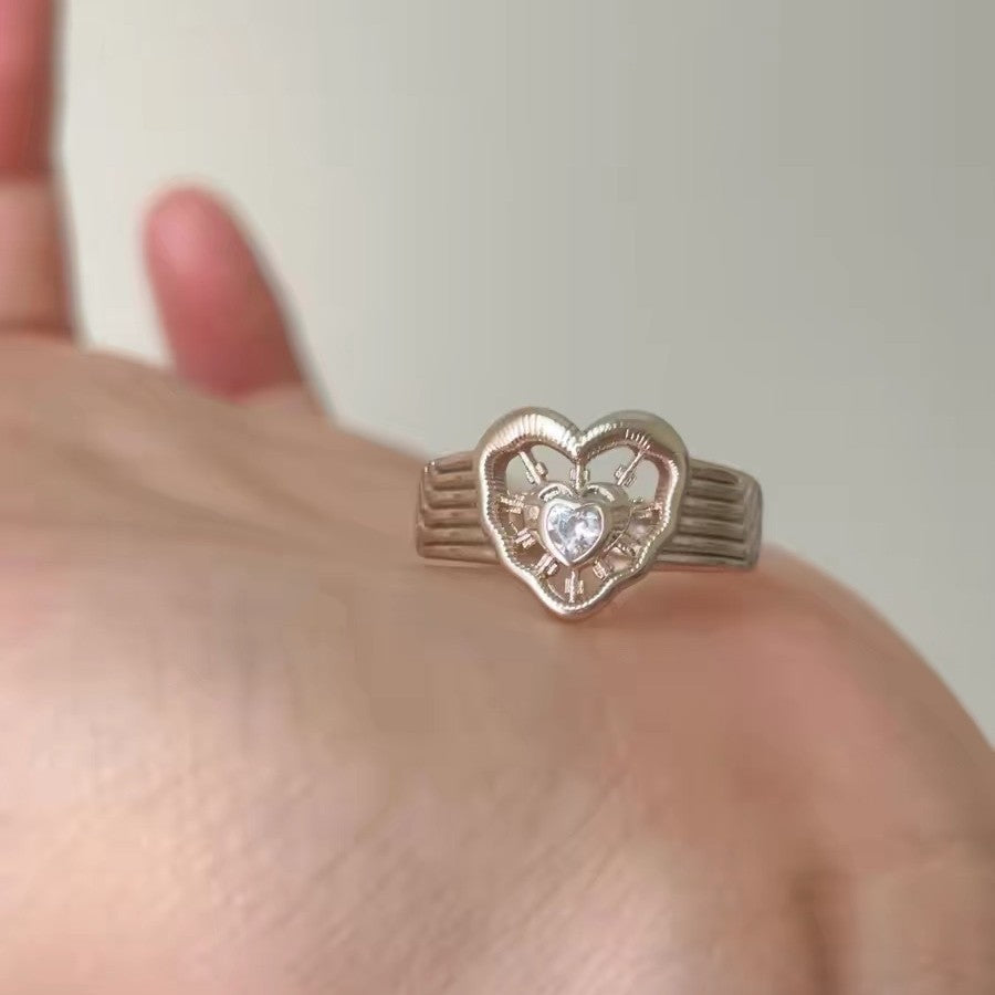 Wholesale Women S Hollow Heart Coffee Gold Ring Stylish Index Finger Jewelry Accessory For Everyday Wear