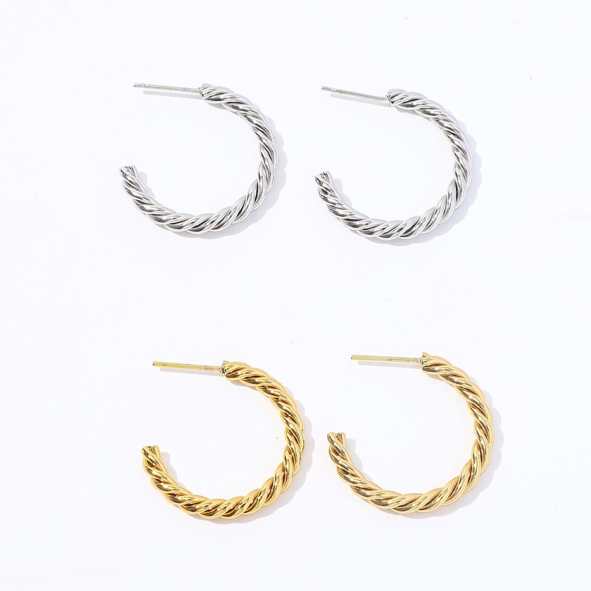 Wholesale stainless steel  multi-strand twisted wire earrings C- shaped earrings