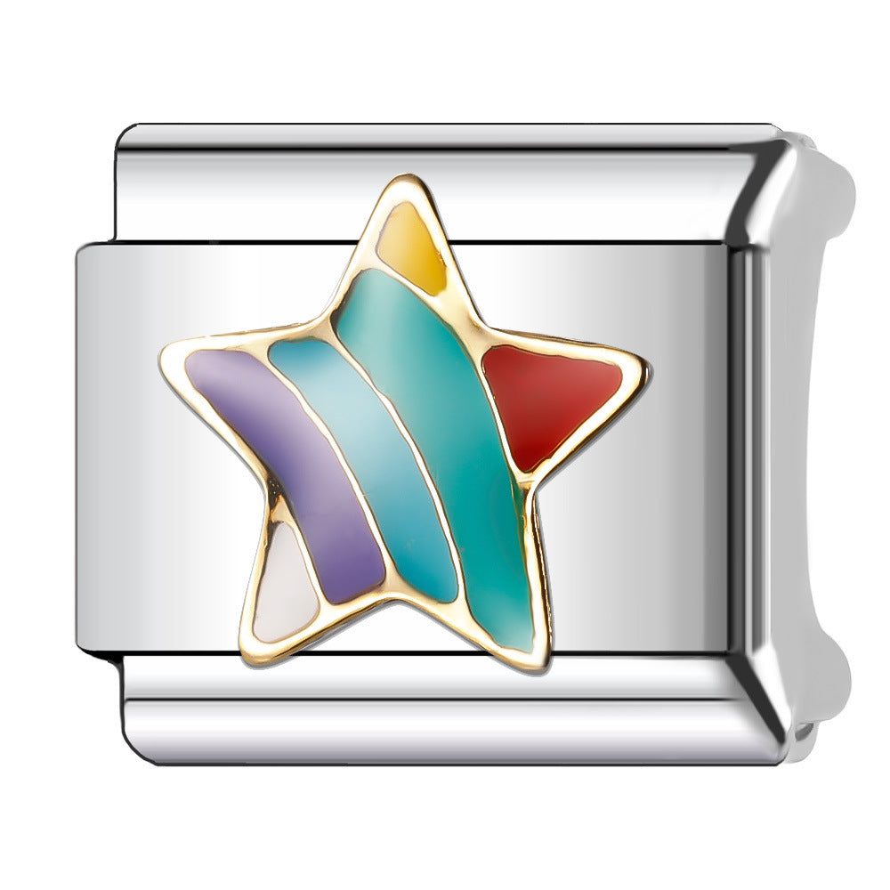 Wholesale Italian Charm Bracelet 9mm DIY Splicing Star Moon Planet Stainless Steel Composable Bracelet