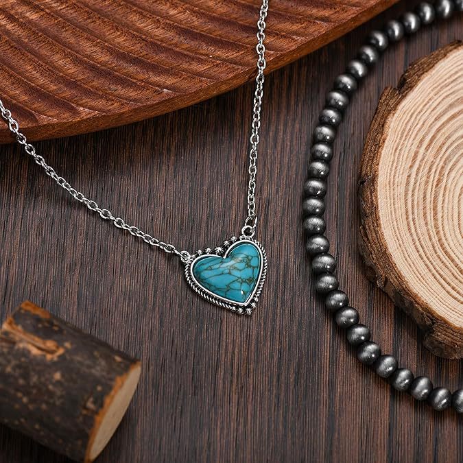 Wholesale round beads vintage carved turquoise multi-layer necklace