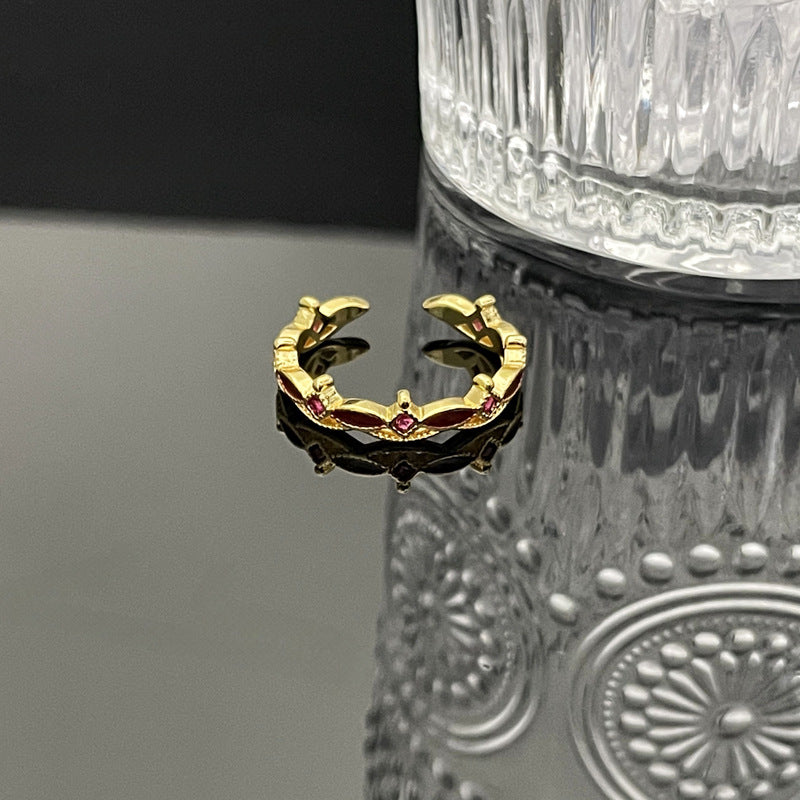 Wholesale Red Drop Glaze White Open Ring