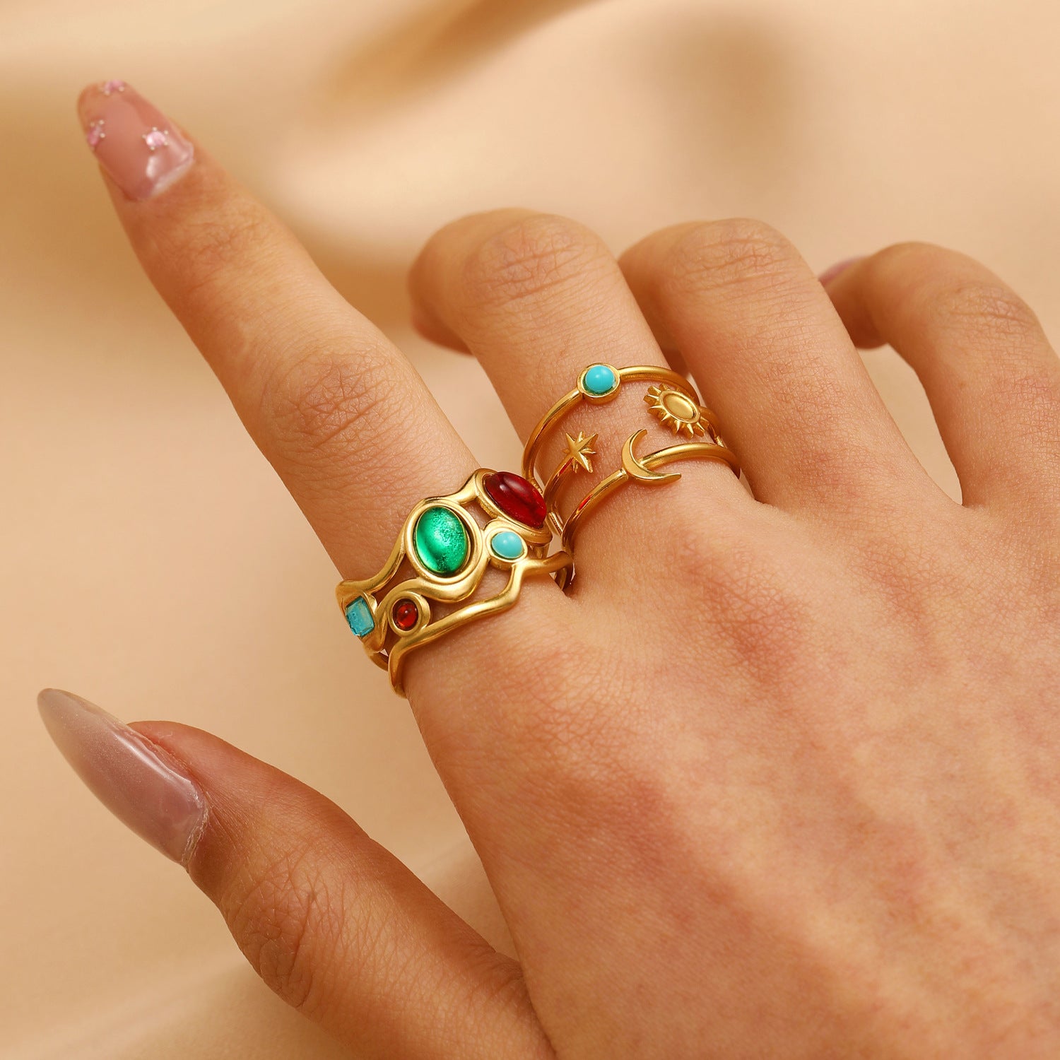 Wholesale Gold Tone Stainless Steel Open Heart Ring With Rhinestones Women S Fashion Jewelry Gift Boutique Resale