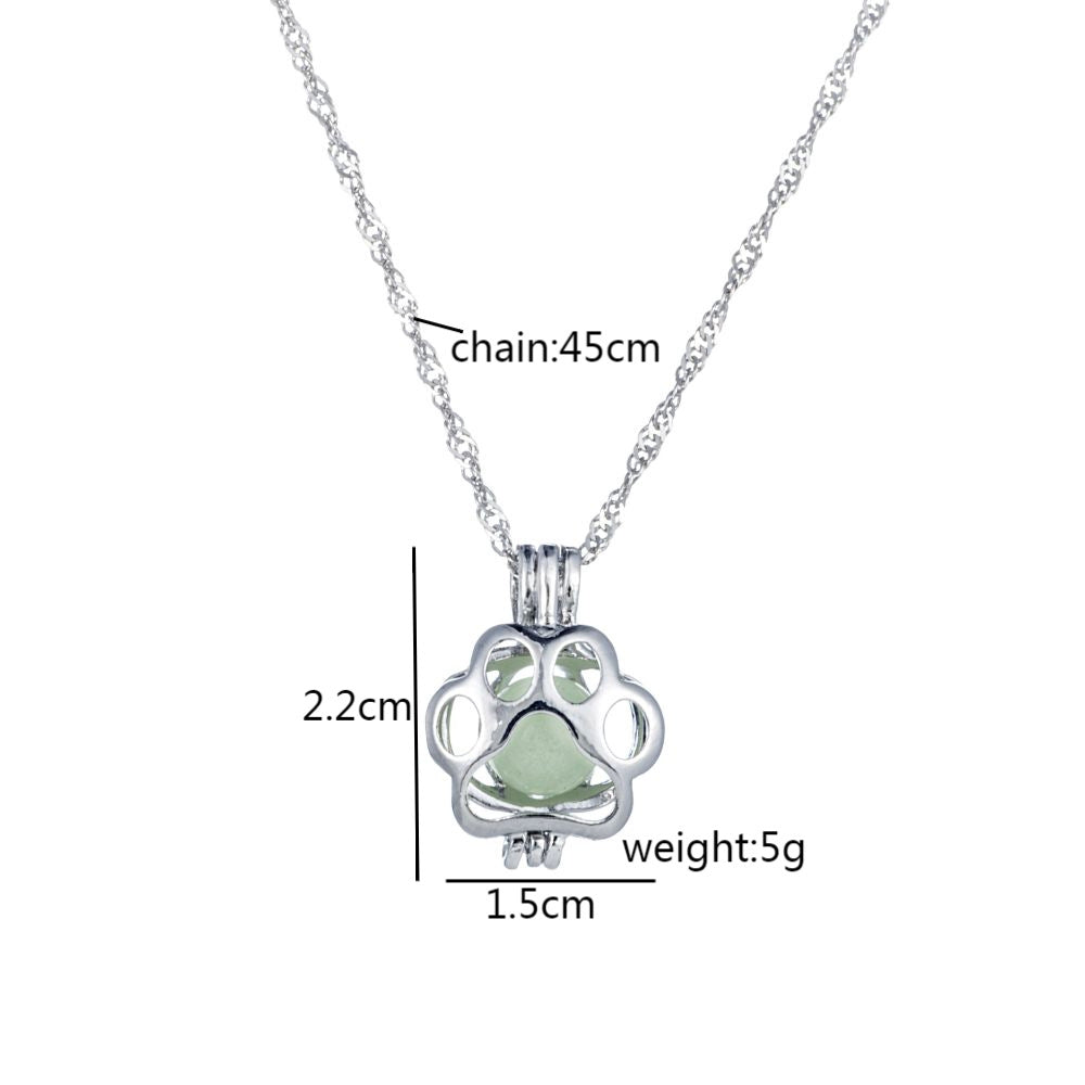 Wholesale  luminous alloy fluorescent dog footprints necklace
