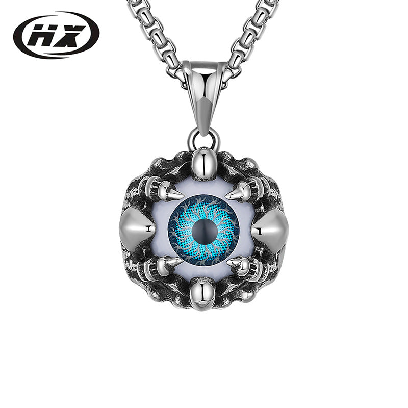 Wholesale  Creative hiphop Titanium Steel Devil's Eye Pendant Necklaces